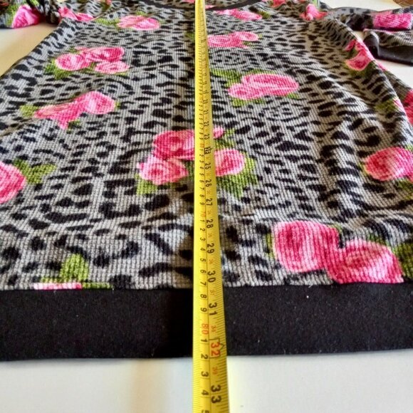 Betsy Johnson   Sleep Shirt  Roses &  Leopard Print   PINK Gray Black Green - Picture 6 of 10